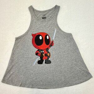 Marvel Mighty Fine Deadpool Racerback Tank Women L Gray
